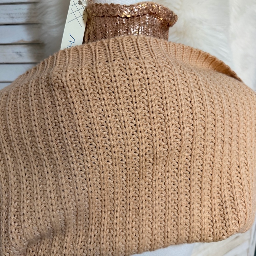 She + Sky Shimmering Gold Turtleneck Sweater - Picture 11 of 12